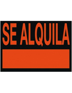 Cartel plastico se alquila rojo fluorescente 500x234 mm