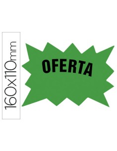 Cartel cartulina etiquetas marcaprecios verde fluorescente 160x110 mm bolsa de 50 etiquetas