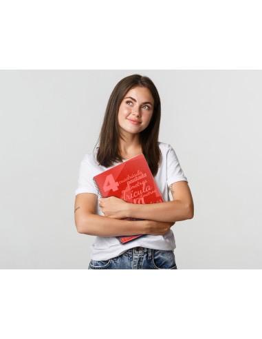 Cuaderno espiral liderpapel folio pautaguia tapa plastico 80h 75gr cuadro pautado 4mm con margen color rojo