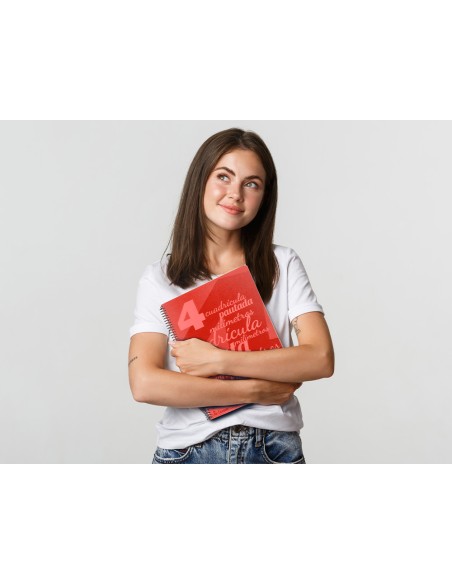 Cuaderno espiral liderpapel folio pautaguia tapa plastico 80h 75gr cuadro pautado 4mm con margen color rojo