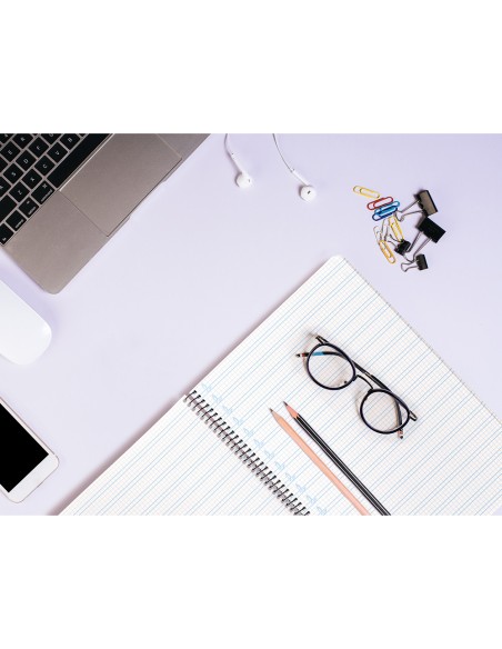 Cuaderno espiral liderpapel folio pautaguia tapa plastico 80h 75gr cuadro pautado 4mm con margen color rojo