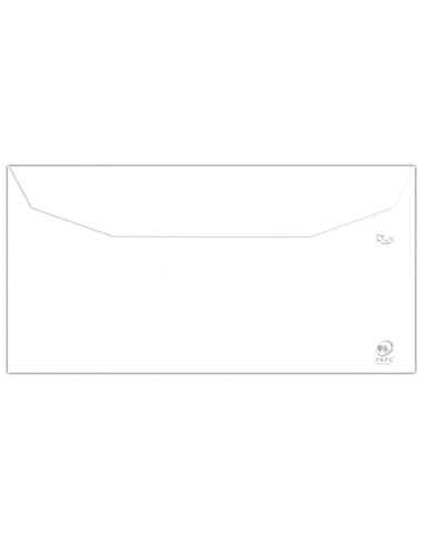 Sobre liderpapel blanco 115x225 mm solapa engomada papel offset 80 gr caja de 500 unidades