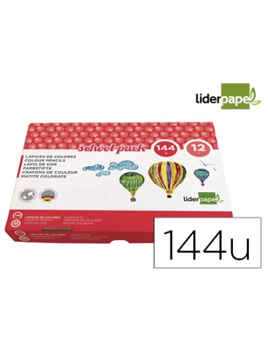 Lapices de colores liderpapel school pack de 144 unidades 12 colores x 12 unidades