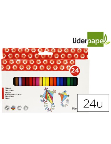 Lapices cera liderpapel caja de 24 unidades colores surtidos