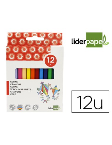 Lapices cera liderpapel caja de 12 unidades colores surtidos