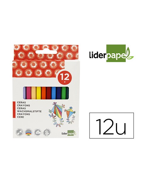 Lapices cera liderpapel caja de 12 unidades colores surtidos