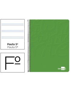 Cuaderno espiral liderpapel folio write tapa blanda 80h 60gr pauta 25 mm con margen color verde