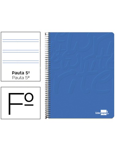 Cuaderno espiral liderpapel folio write tapa blanda 80h 60gr pauta 25 mm con margen color azul