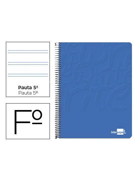 Cuaderno espiral liderpapel folio write tapa blanda 80h 60gr pauta 25 mm con margen color azul