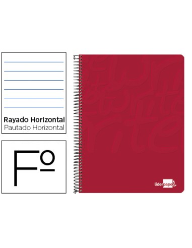 Cuaderno espiral liderpapel folio write tapa blanda 80h 60gr horizontal con margen color rojo