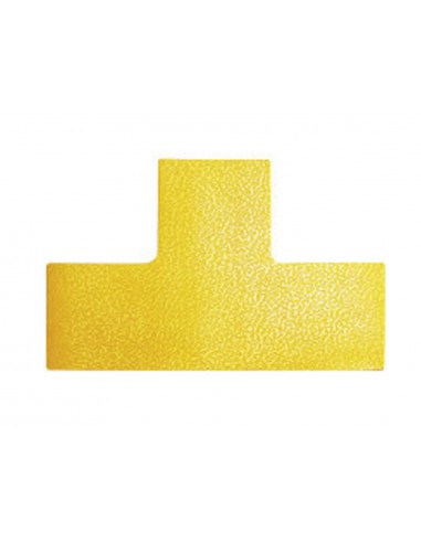 Simbolo adhesivo durable pvc forma t para delimitacion suelo amarillo 150x100x07 mm pack de 10 unidades