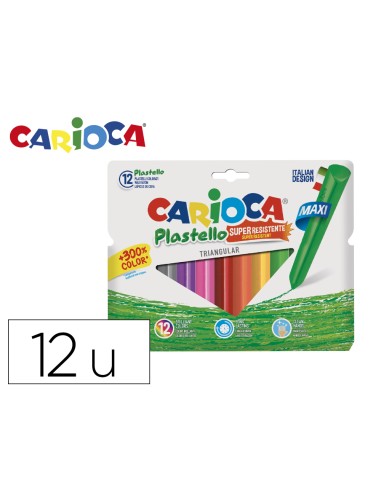 Lapices cera carioca jumbo triangular caja de 12 unidadescolores surtidos