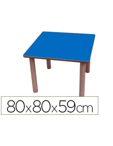 Mesa madera mobetuc t3 cuadrada con tapa laminada haya 80x80 cm