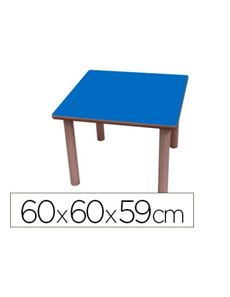 Mesa madera mobetuc t3 cuadrada con tapa laminada haya 60x60 cm
