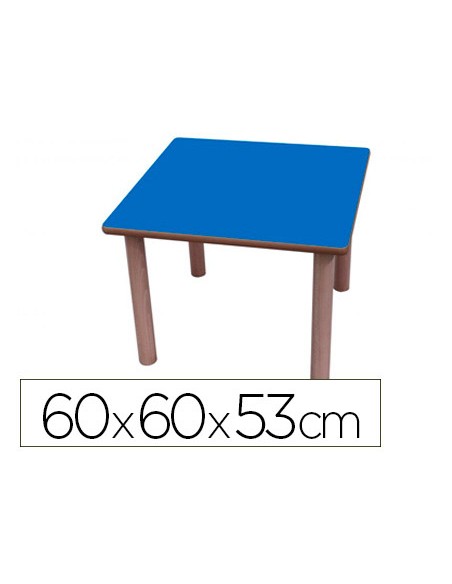 Mesa madera mobetuc t2 cuadrada con tapa laminada haya 60x60 cm