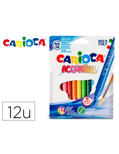Rotulador carioca aquarelle punta de pincel caja de 12 colores surtidos