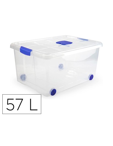 Contenedor plastico plasticforte n 5 transparente con tapa capacidad 57 l