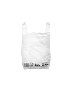 Bolsa camiseta reciclada 70 blanca 30x40 cm reutilizable 1 kg paquete de 90 unidades