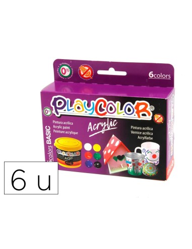 Pintura acrilica playcolor pastel bote 40 ml caja de 6 unidades colores surtidos