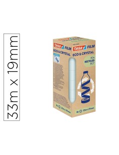 Cinta adhesiva tesa film ecocristal transparente 33 m x 19 mm pack de 8 unidades