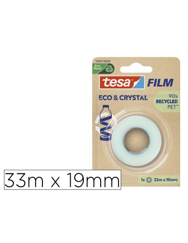 Cinta adhesiva tesa film ecocristal transparente 33 m x 19 mm en blister de 1 unidad