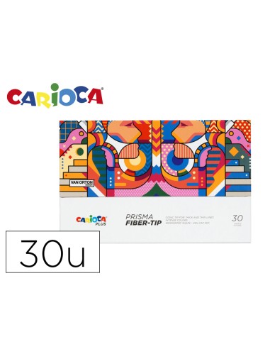 Rotulador carioca plus prisma fiber tip de punta de fibra caja premium de 30 unidades colores surtidos