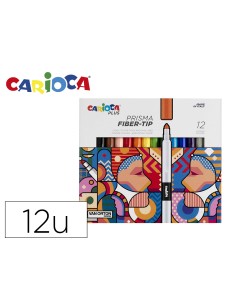 Rotulador carioca plus prisma fiber tip de punta de fibra caja de 12 unidades colores surtidos
