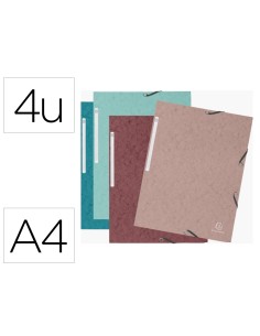 Carpeta exacompta skandi gomas carton tres solapas din a4 lote de 4 unidades colores surtidos