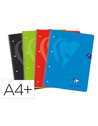 Cuaderno espiral clairefontaine tapa forrada din a4 micro 120h 4 tal 90 gr 5 bandas color cuadro 5 mm