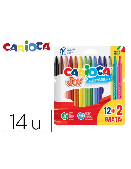 Rotulador carioca joy estuche de 12 unidades colores surtidos 2 gratis