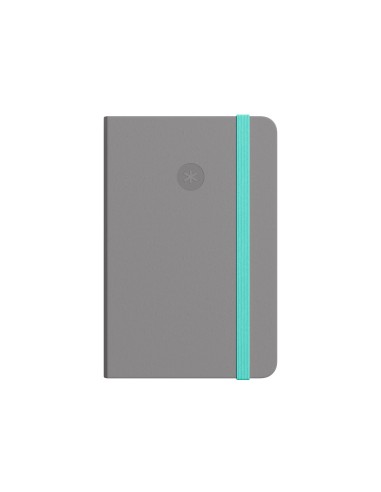 Cuaderno con gomilla antartik notes tapa blanda a6 cuadricula gris y turquesa 100 hojas 80 gr fsc