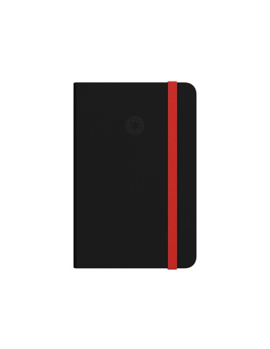 Cuaderno con gomilla antartik notes tapa blanda a6 cuadricula negro y rojo 100 hojas 80 gr fsc