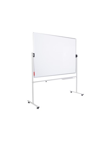 Pizarra blanca rocada acero vitrificado magnetico marco aluminio doble cara volteable 90x120 cm