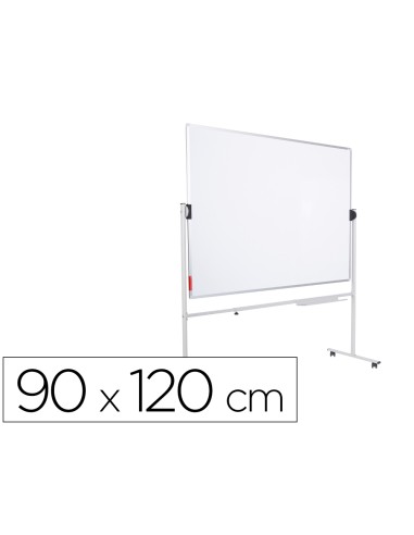 Pizarra blanca rocada acero vitrificado magnetico marco aluminio doble cara volteable 90x120 cm