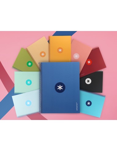 Cuaderno espiral a4 micro antartik tapa forrada 80h 90 gr cuadro 5mm 1 banda 4 taladros exp 20 unidades