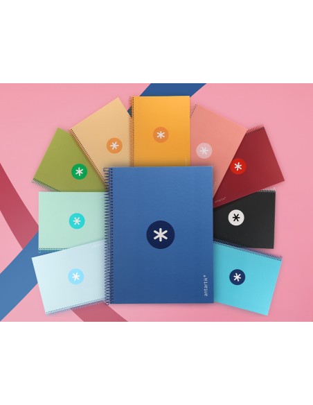 Cuaderno espiral a4 micro antartik tapa forrada 80h 90 gr cuadro 5mm 1 banda 4 taladros exp 20 unidades