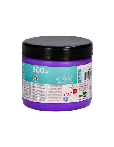 Pintura dedos liderpapel violeta tarrina de 500 cc