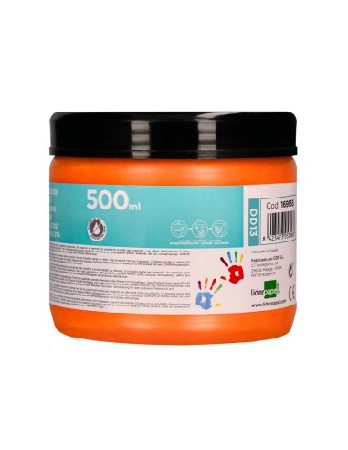 Pintura dedos liderpapel naranja tarrina de 500 cc