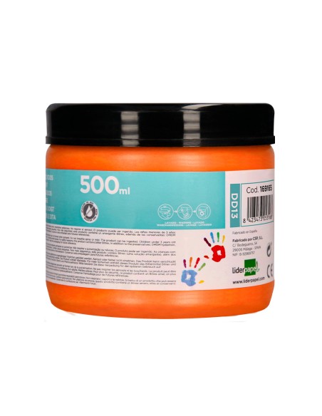 Pintura dedos liderpapel naranja tarrina de 500 cc
