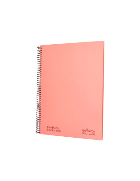 Cuaderno espiral navigator a4 tapa dura 80h 80gr horizontal con margen coral