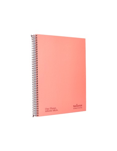 Cuaderno espiral navigator a4 tapa dura 80h 80gr horizontal con margen coral