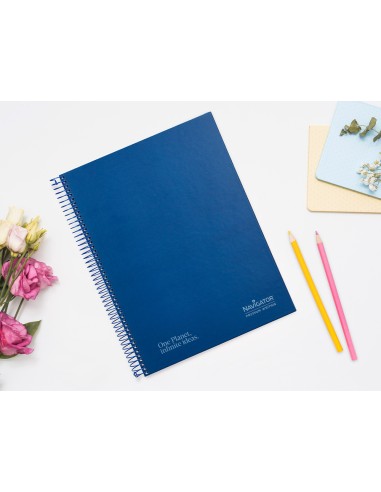 Cuaderno espiral navigator a4 tapa dura 80h 80gr horizontal con margen azul marino
