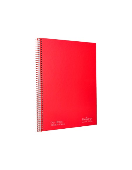 Cuaderno espiral navigator a4 tapa dura 80h 80gr horizontal con margen rojo