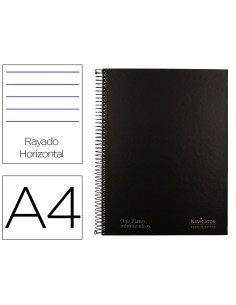 Cuaderno espiral navigator a4 tapa dura 80h 80gr horizontal con margen negro