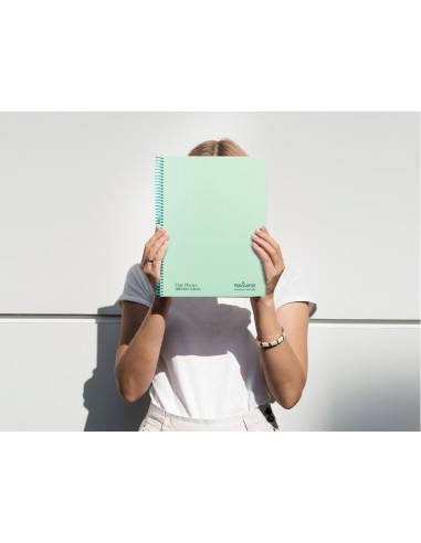 Cuaderno espiral navigator a4 tapa dura 80h 80gr horizontal con margen menta