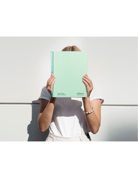 Cuaderno espiral navigator a4 tapa dura 80h 80gr horizontal con margen menta
