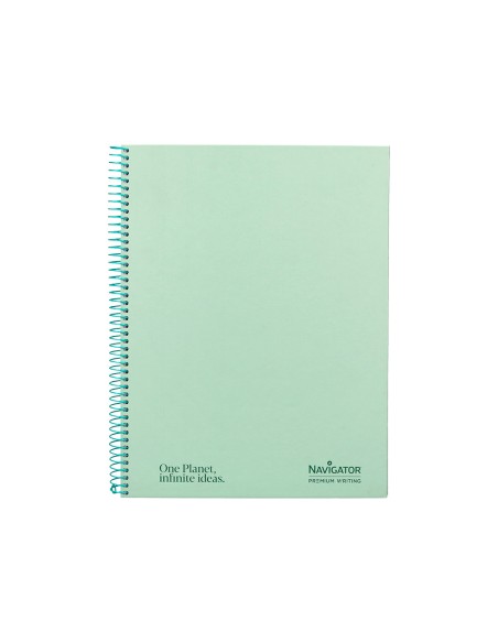 Cuaderno espiral navigator a4 tapa dura 80h 80gr horizontal con margen menta