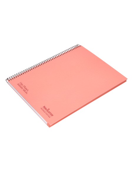 Cuaderno espiral navigator a4 tapa dura 80h 80gr cuadro 4mm con margen coral