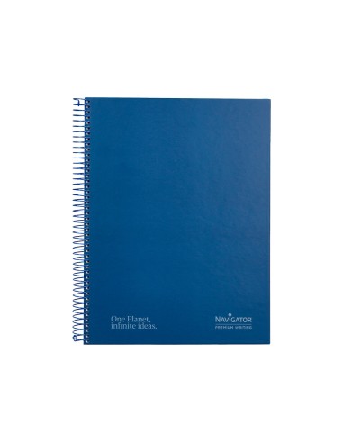 Cuaderno espiral navigator a4 tapa dura 80h 80gr cuadro 4mm con margen azul marino