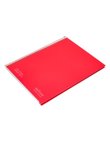 Cuaderno espiral navigator a4 tapa dura 80h 80gr cuadro 4mm con margen rojo